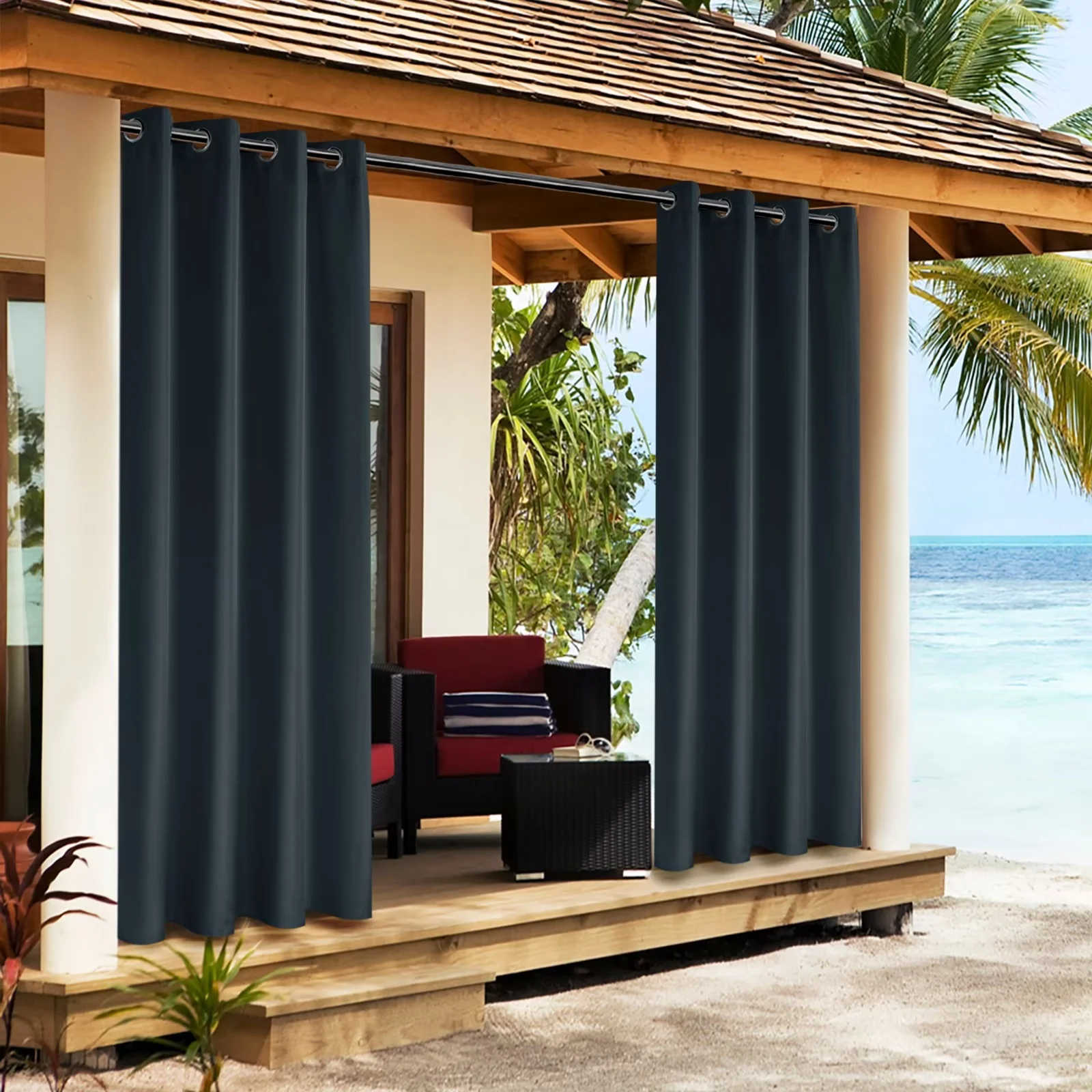 LUSHVIDA Waterproof Outdoor Curtains for Patio Grommet Privacy Curtains for Porch Gazebo Pergola, 1 Panel, 54x95 inch, Grey