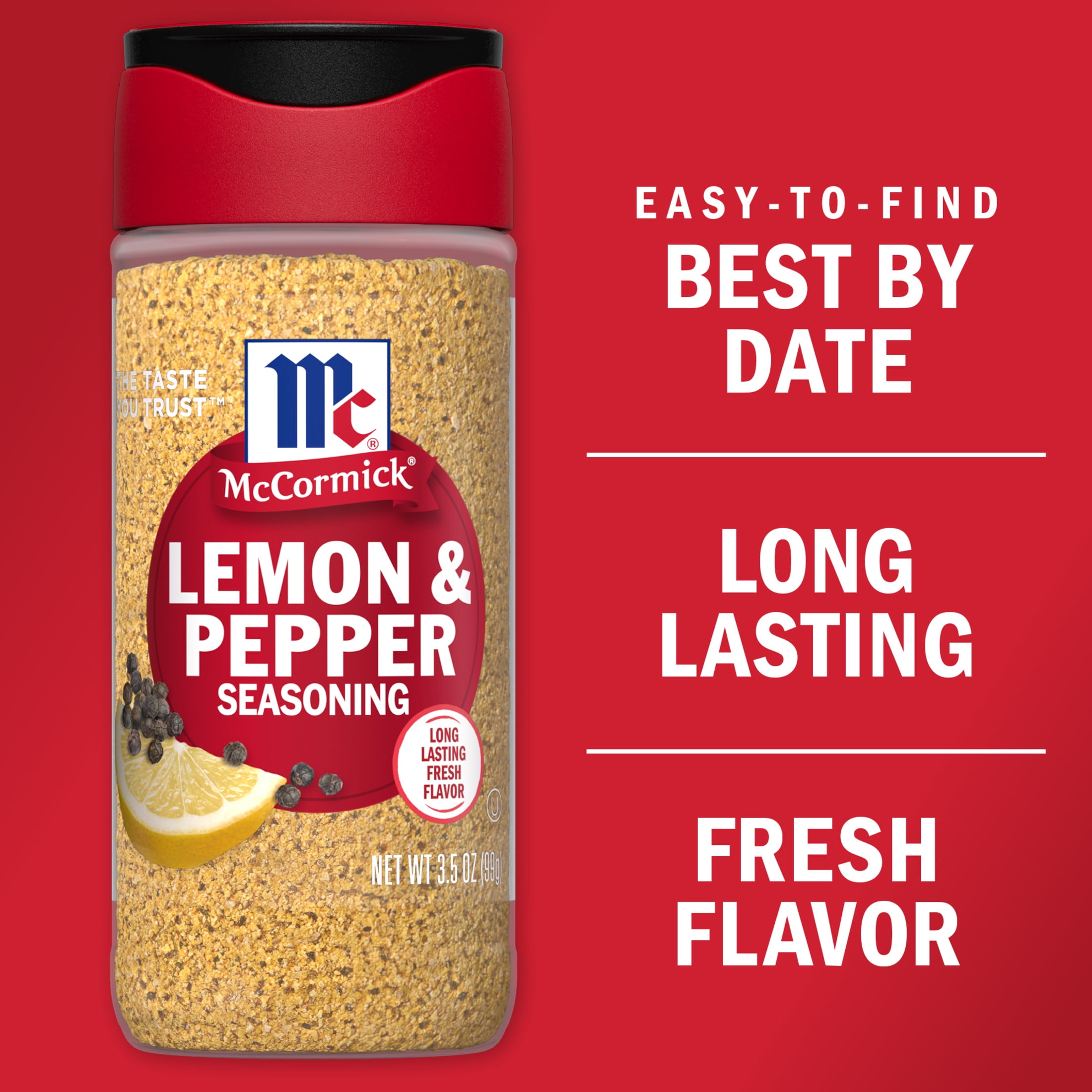 (3 pack) McCormick Lemon & Pepper Seasoning, 3.5 oz Bottle
