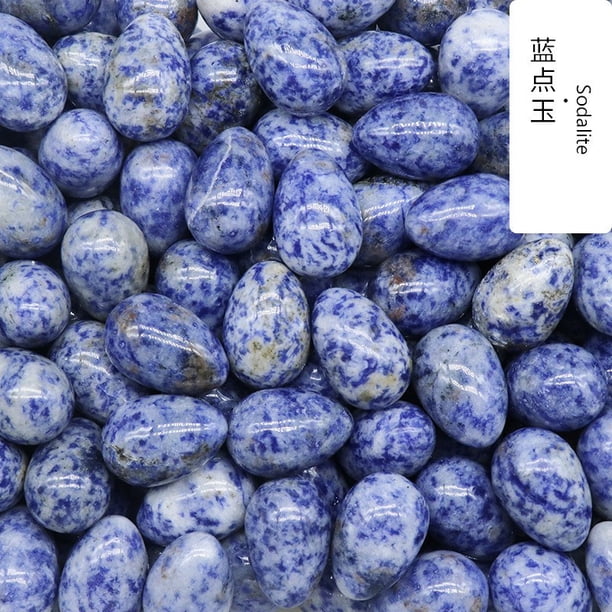 Xiao Hua 10 huevos de Pascua de piedra natural con manchas azules de 30 mm, decoración de piedra natural no porosa, accesorios de decoración hechos a mano.