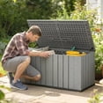 thumbnail image 2 of Outsunny 125.5 Gallon Deck Box, Outdoor Storage Box with Gas Struts, Grey, 2 of 10