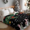 thumbnail image 3 of Christmas Tree Flannel Blanket for Bed,Travel and Camping, Snowman Winter Snowflakes Black Super Soft Cozy Blanket for All Seasons 40"x60", 3 of 9