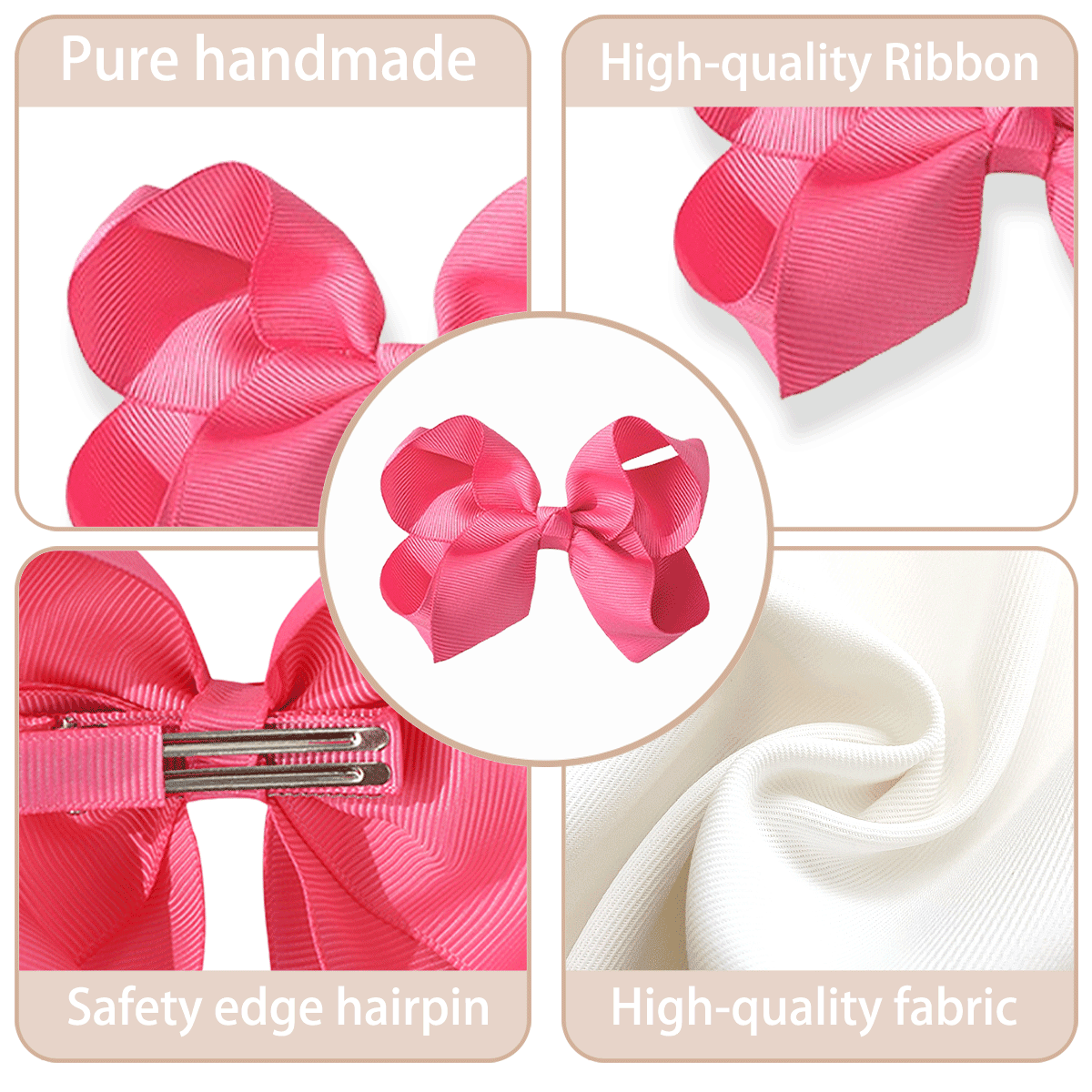 JoyBowie 24pcs Hair Bows Set, 12pcs 3In & 12pcs 4.5In Grosgrain Ribbon Alligator Clips for Girls