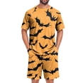thumbnail image 2 of Pajamas for Men Halloween Funny Bats Print Mens Pajama Shorts Set Lightweight Summer Sleepwear 2 Piece, 2 of 7