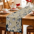 thumbnail image 5 of Table Runner - 90 Inch Long, Cute Cat Kitchen Dining Table Runner Dresser Scarves, Navy Blue Beige Vintage Animal Farmhouse Decor for Coffee Tables Wedding Party Banquet, 5 of 8