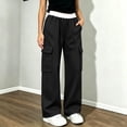 thumbnail image 4 of Sevevn Kids Girl's Cargo Sweatpants Wide Leg Baggy Athletic Pants Kids School Open Bottom Uniform Joggers with Pockets, 4 of 9