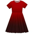 thumbnail image 7 of Hduncf Toddler Girls Gradient Color Summer Dress Short Sleeve Crewneck A-Line Dress Fashion Comfortable Swing Pleated Dress Red 4 Years, 7 of 7