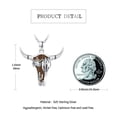 thumbnail image 3 of Coachuhhar Wooden Necklace 925 Sterling Silver Western Cow Skull Pendant Cowgirl Country Wood Jewelry for Women Men, 3 of 7