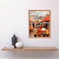 thumbnail image 2 of Busy Flower Market Warm Amber Orange Yellow Oil Painting Art Print Framed Poster Wall Decor 12x16 inch, 2 of 5
