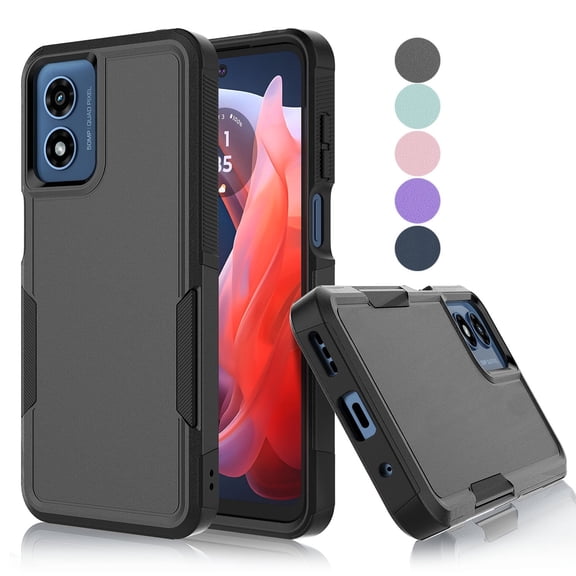 Shockproof Phone Case compatible with Motorola Moto G Play 2024, Hard Plastic Rubber Rugged Bumper Protective Cover