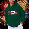 thumbnail image 2 of Happy 2026 Hoodies for Men Printed Long Sleeve Drawstring Loose Fit Pullover Sweatshirts Tops with Pocket (M, Army Green), 2 of 5