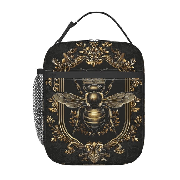 Retro Bee Lunch Box Reusable Portable Lunch Bag Tote Bag for Work Picnic Hiking