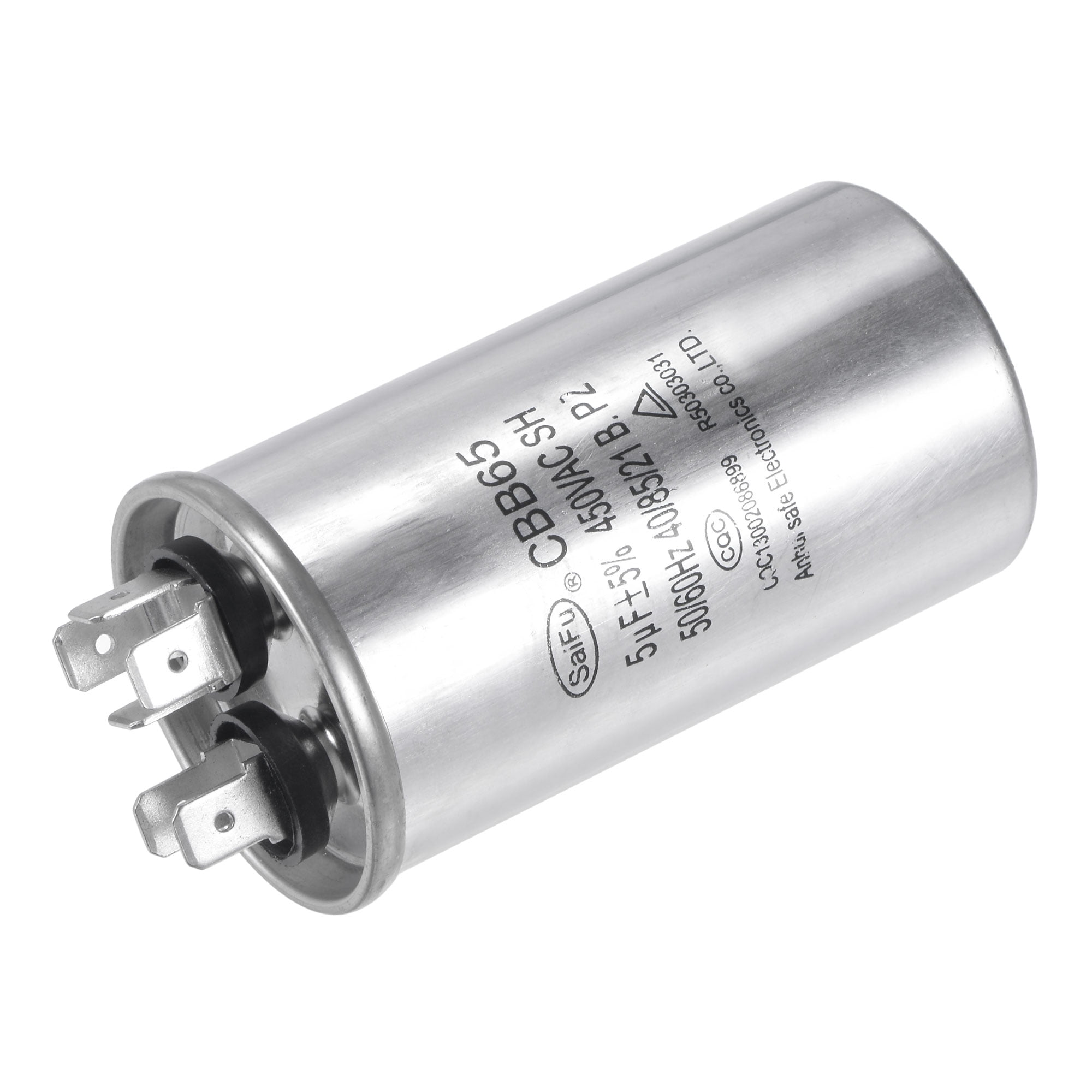 Uxcell 5uF 450V AC Aluminum Case with Terminal Round CBB65 Run Capacitor 2 Pack