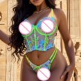 thumbnail image 2 of Gibobby Conjuntos de bragas de encaje Camisón para mujer, lencería sexy transparente y sexy para mujer, vestido de malla de encaje(Amarillo, XG), 2 of 5