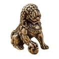 thumbnail image 5 of deevoka Brass Mini Chinese Lion Sculpture Souvenir Feng Shui Ornament Lovely Kung Fu Tea Pet Miniature for Entryway Tabletop Artistic Left, 5 of 9
