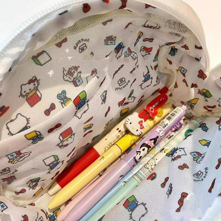 Sanrioed Hello Kitty Plush Pencil Case My Melody Cinnamoroll Purin Cartoon  Storage Bag Large Capacity Makeup Bag Stationery Gift