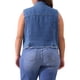 thumbnail image 3 of Chaleco de mezclilla sin mangas para mujer de tallas grandes Agnes Orinda, con bordado, perlas y botones, chaqueta casual de mezclilla con decoración de bolsillo 4X azul claro, 3 of 6