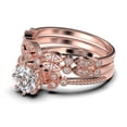 thumbnail image 4 of Beautiful 2.25 Carat Round Cut Diamond Moissanite Floral Engagement Ring, Antique Wedding Ring, Two Matching Band in 10k Solid Rose Gold, Gift For Her In Festival Time, Promise Ring, 4 of 4