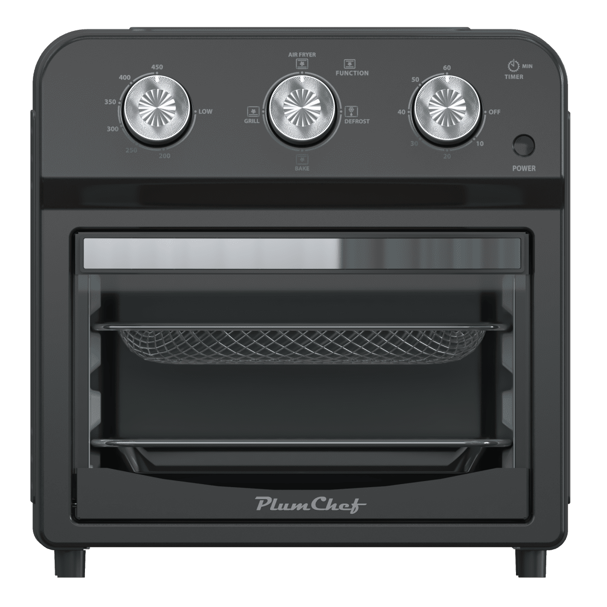 Black 12.5 Quart 7-in-1 Air Fryer Convection Toaster Oven - 1500W 4 Cooking Modes Stainless Steel