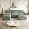 thumbnail image 6 of Modern Corduroy 3-Seater Couch 220×80×75cm with 2 Movable Footrests and Oversized Deep Seat, 6 of 13