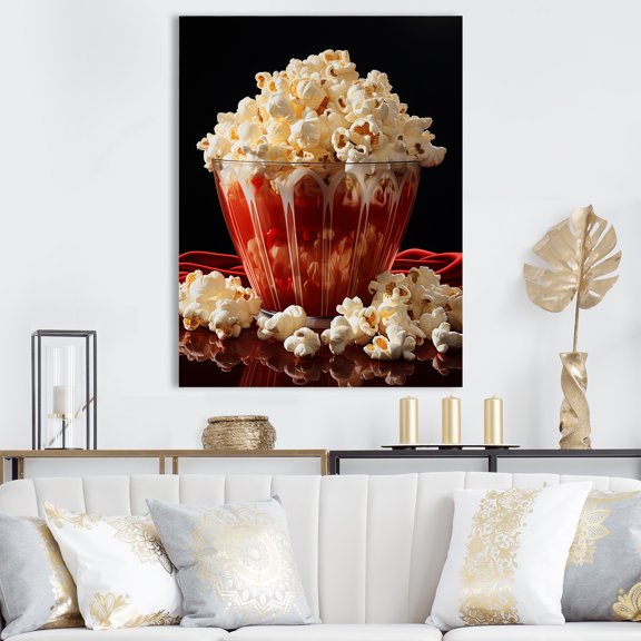 Designart "Playful Popcorn In Popart" Pop Art Canvas Wall Art
