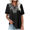 thumbnail image 2 of Njoeus Oversized Tshirts for Women Business Casual Tops for Women Women's Summer V Neck Boho Embroidered Shirts Women Cotton Linen Shirt Dressy Blouse Casual Short Sleeve Beach Vacation Tunic Tops Whi, 2 of 5