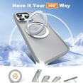 thumbnail image 3 of Dteck Case for iPhone 15 Pro Max,Magnetic Rubber Case Matte PC Mag-Safe with 360°Rotating Invisible Ring Stand Military Grade Shockproof Back Cover,Grey, 3 of 7