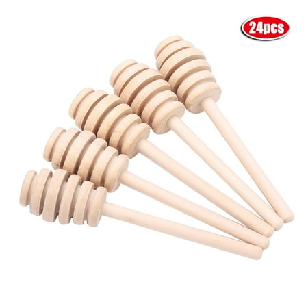 

IEFIEL 24pcs Wooden Honey Stirring Rod Mini Jam Dripper Stick Syrup Dispenser Kitchen Gadgets (10.5cm)