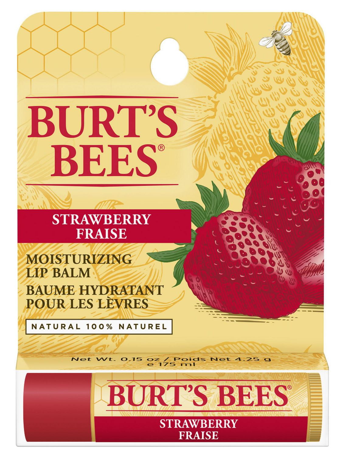 Burt’s Bees 100% Natural Moisturizing Lip Balm, Strawberry -
