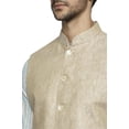 thumbnail image 5 of Ethnix Men's Handmade Banded CollarPure Cotton Linen Nehru Jacket Vest; Light Beige; XXL, 5 of 5