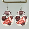 thumbnail image 2 of Soccer Earrings Cheerleaders Multicolor Rugby Geometric Wooden Print Cheer Earrings Rugby Cheerleader Earrings Cheer Jacket Earrings Girls Earrings for Sensitive Ears Rhinestone Earrings Earring Set, 2 of 4