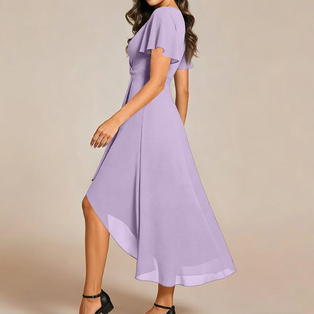 light purple cocktail dress Short A-Line Party with Strappy Open Back Lilac / XSmall Smooth ruching and a tailored midlength line define the LaDivine BD7027 Fitted Long Midi Cocktail Dress Purple Color Cocktail Dress, Purple
