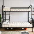thumbnail image 4 of Bunk Bed Twin Over Full Size with High Guardrail and Ladder, Twin Size Convertible Metal Bunk Bed, No Box Spring Needed, Gray, 4 of 8