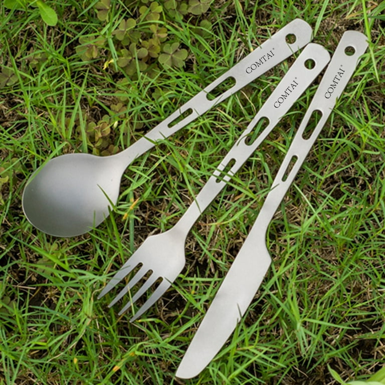 Titanium Spork Fork Spoon Cutter Chopsticks Camping Utensils Travel Cutlery  Set