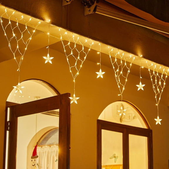 Wadada Christmas Lights Outdoor Decorations 13ft 200 LED Christmas Lights with 12 Stars,8 Modes Dimmable Fairy String Light with Remote Timer for Wedding Party Holiday Christmas Decorations