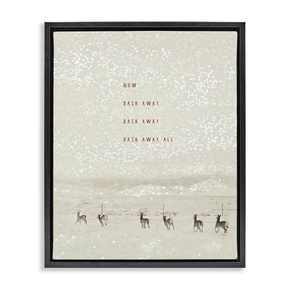 Stupell Industries Dash Away Winter Poem Landscape Painting Black Floater Framed Canvas Art Prints Wall Art, 17 x 21