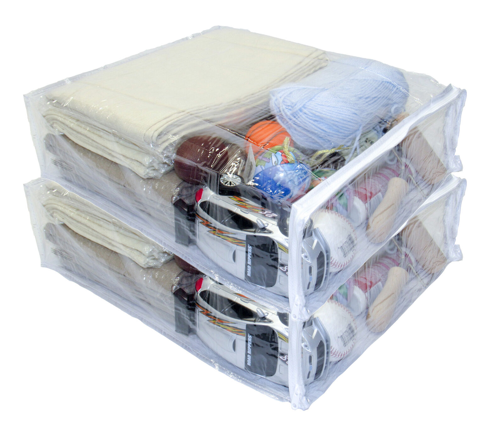 Jumbo Heavy Duty Vinyl Zippered Square Storage Bags (Clear) (23 x 23 x 10) for Blankets