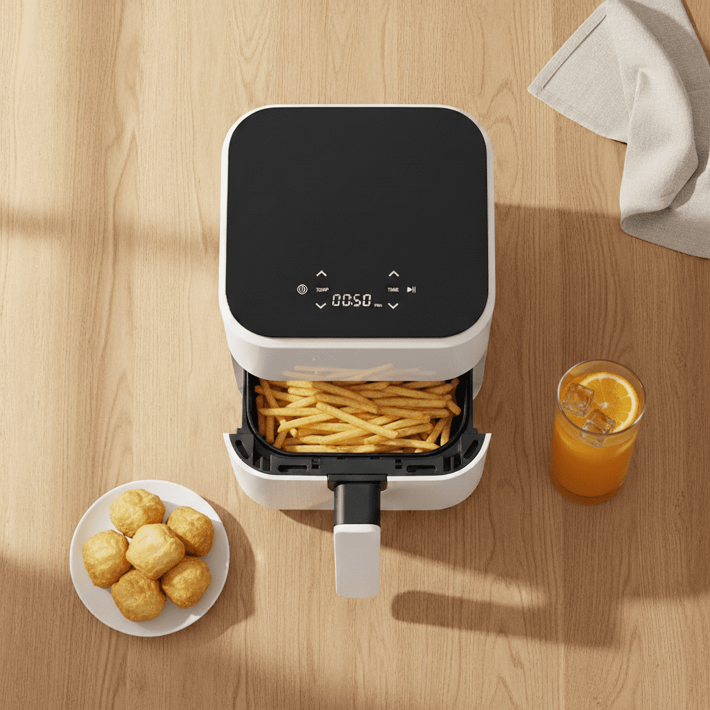 Haysky 3QT Air fryer, Compact Airfryer Less Oil Fast Crispy Frying, Digital Touchscreen with 4 Presets, Nonstick &Dishwasher Safe Basket, White