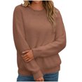 thumbnail image 4 of LOVZFMLL Sweaters for Women Acrylic Crew Neck Ribbed Pullover Solid Color Casual Basic Loose Classic Long Sleeve Tops Warm Fall Winter Clothes, 4 of 6