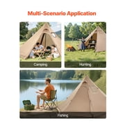 KFFKFF Portable 4-Person Hot Tent with Stove Jack, Durable Shelter for All-Season Camping, Lightweight Tipi Design for Hiking, Fishing, Backpacking, Medium Size