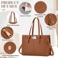 thumbnail image 5 of RAINSMORE Lunch Tote Bag for Women 15.6 inch Laptop Bag with Insulated Lunch Compartment PU Leather Quilted Computer Teacher Tote for Work,Brown, 5 of 8