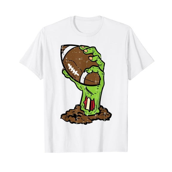 Halloween Zombie Hand Football Costume Men Boys Youth White T-Shirt Short Sleeve Tee Gift