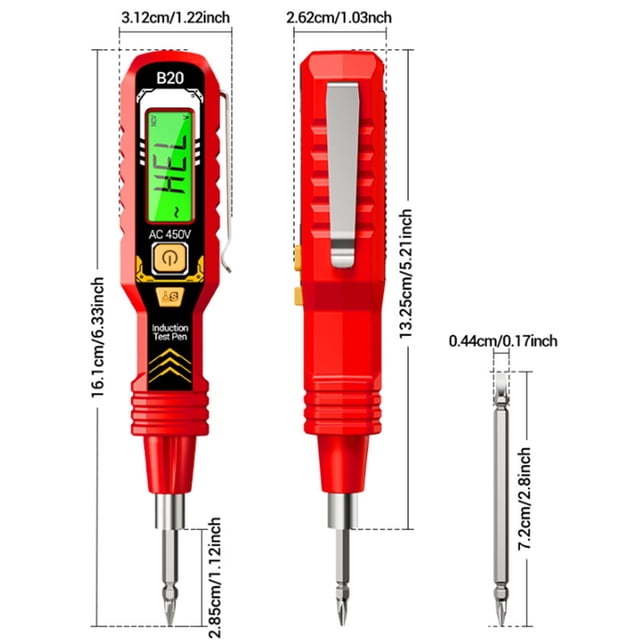 JJKBVCLO 2 In 1 Digital Display Induction Test Pencil Non Con Tact AC Voltage 30 1000V/Con Tact AC Voltage 11 450V LED Flashlight B Uzzer Alarm For Live/Null Wire Judgment