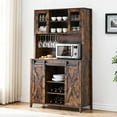 thumbnail image 3 of FOLDLIFE Farmhouse Coffee Bar Cabinet, Sliding Barn Door Buffet with Storage Shelves, Liquor Cabinet with Wine and Glass Rack, Sideboard Cupboard for Kitchen and Dining Room, Brown, 3 of 6