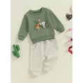 thumbnail image 3 of Musuos Infant Boys 1st Birthday Outfit 6M 12M 18M Long Sleeve Letter Print Pullover Tops and Solid Color Elastic Pants Sets, 3 of 9