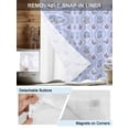 thumbnail image 5 of No Hook Shower Curtain with Snap-in Liner, Spring Floral Waterproof Fabric Bathroom Curtains, Retro Flowers Leaves Botanical Light Blue Bath Curtains & Mesh Top Window 66"x72", 5 of 9