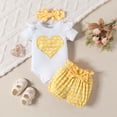 thumbnail image 2 of Odeerbi 0-18 Meses Conjunto de San Valentín Para Niña Canastilla de Verano Traje de Algodón Pantalones Cortos Con Cinta Para La Cabeza Conjunto de Tres Piezas Bordado, 2 of 9