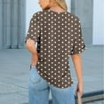 thumbnail image 5 of Women's Oversized Short Sleeve Tops Chest Pocket Polka Dots/Striped Graphic Print Crew Neck Casual T-shirts (M, Brown), 5 of 7