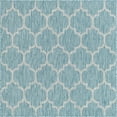 thumbnail image 1 of Unique Loom Outdoor Trellis Lattice Area Rug 5' x 5' Square Aquamarine/Gray, 1 of 1