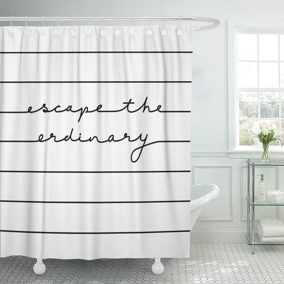 CYNLON Graphic Escape The Ordinary Minimal Slogan Line Apparels Tee Bathroom Decor Bath Shower Curtain 60x72 inch