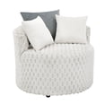 thumbnail image 5 of Roundhill Furniture Malna Plush 3D Upholstered Barrel Accent Chair with Wheels, Off-white, 5 of 10